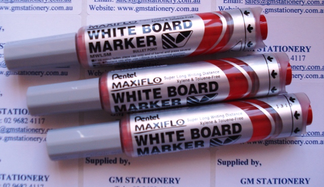 Pentel MWL5B Maxiflo Whiteboard Marker Red - Box 12